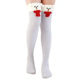 Women Socks Striped Over Knee Cartoon Thigh High Home Panda Pattern Stockings Winter Women'S Leggings Warm