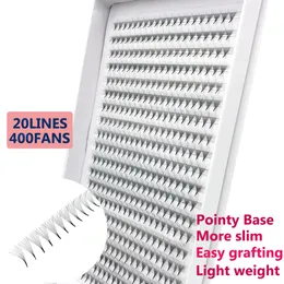 رموش كاذبة Pointy Base Premade Fans حادة رقيقة الجذعية المجلد الروسي 400FANS د الرموش الفردية الفردية تطعيم 230816