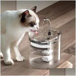 고양이 그릇 피더 2L 수도꼭지 개 디스펜서가있는 마틱 분수 투명 필터 음주자 애완 동물 센서 마시는 피드 드롭 디브 DHDKV