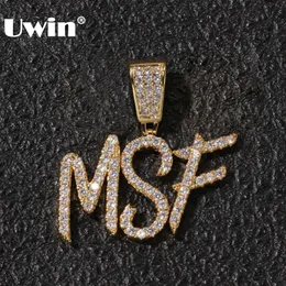 Charms uwin hiphop nome personalizado escrita cursiva letras iniciais colar de colar de pendente
