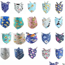 Dog Apparel Wholesale 100pcs/lote 2022 Novo Bandana Mix 100 Padrão Filhote de cachorro fofo Bibs de cachecol Acessórios de algodão ajustável Drop del Dh3v7