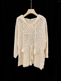 Kadın Sweaters Sweatshirt Üstü Kadın Kadın Giyim Bluz Uzun Kollu Sweater El yapımı tığ işi kaşmir kapüşonlu gündelik