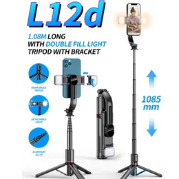 Selfie Monopods Kablosuz Çubuk Tripod Uzaktan 1085mm Katlanabilir Taşınabilir Dolablı Dolgu Işık Alüminyum Alaşım Telefon Stand Tutucu Akıllı Telefon 230816