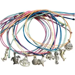 Очарование браслетов Свадебные женские ласы Blue Surfer Wave Bracelet Bracelet Лето пляжные украшения для черепах Девушка с регулируемой ручной работы богемной дьявол