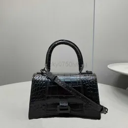 Balencig väskor B Bag Luxury Messenger Designer Black Shoulder Portable Hourglass Crocodile Pattern Mönster Pendling till Europa och Amerika Retro Cute Fashion Gold H