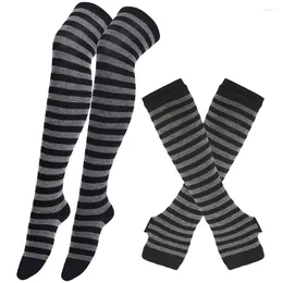 Knee Pads Striped Glove Stockings Women Arm Warmers Winter Supplies Leg Sets High Skin-friendly Socks Cotton Women's