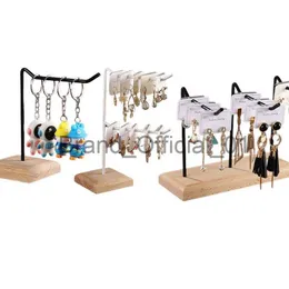 Drewno żelazne brelokowe stojaki na stojak na stojak organizator wieszak bransoletki do przechowywania biżuterii do dekoracji biurka x0816