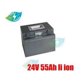Kapacitet 24V 55AH Litiumjon Li-polymerbattericell för husbilar/båtmotorer/utomhus/nödkraft Källa+laddare