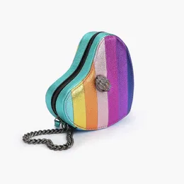 Kurt Geiger Kensington Mini Heart Chains Bag Lady Luxury Crossbody Purse Zipper Level Level Small Messenger Bag Bag Bag High