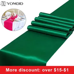 Bordslöpare 1st Solid Color Satin Table Runner Quality Table Cover For Home Wedding Banquet Festival Party Catering El Table Decoration 230815