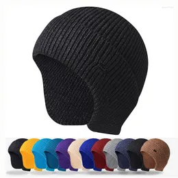 Berets Winter Beanies Hats Women Warm Earflap Cap Men Autumn Hedging Outdoor Ski Sports Knitted Skull Hat Elastic Unisex