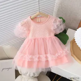Sukienki dla dziewczynki sukienki dla dzieci bąbelkowe puszystą sukienkę z siatką 2023 Lato nowy styl Słodka Baby Princess Sukienka R230816