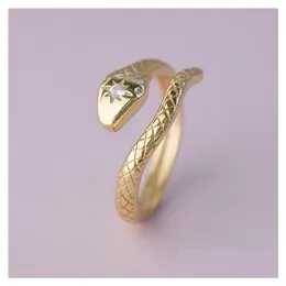 Anelli di banda 925 sterling sier anello serpente regolabile femmina donna oro tono animale di fabbrica di fabbrica RI2103051 Gioielli consegna a goccia dhlry