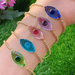 Link Bracelets 5Pcs Fashion Design Multi Colorful Luxury Eyes Charm Jewelry Finding Copper Chain Beads Bracelet