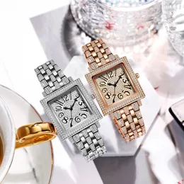 Zegarze Women Watch Watch Wysokiej jakości luksusowy kwadratowy kwadratowy pełny gwiezdny kwarcowy kwarc-batteri Wodoodporny 32 mm zegarek