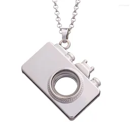 Catene 4pcs/lotto fotocamera aperta in vetro magnetico collana ciondolo con catena per donne regalo di compleanno di gioielli