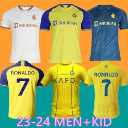 23 24 AL NASSR FC Soccer Jerseys Ronaldo 2023 Home Yellow Away Cr7 Gonzalo Mane Martinez Talisca Fans Player Version Men Kids Kit Football Shiirt