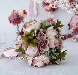 Flores de casamento 2023 colorido rosa -de -noiva colorido segurando rosas e peônias bouquets decoração de flor de seda ramo de la boda