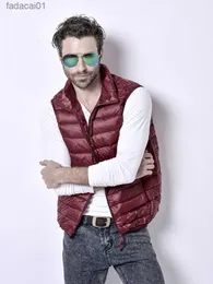 남자 다운 파카스 남자 민소매 팽창 식 재킷 2023 새로운 가을 겨울 화이트 오리 다운 재킷 따뜻하고 가벼운 세트 다운 재킷 Z230816