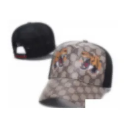 Top Caps 2023 Tasarımcılar Erkek Beyzbol Markası Tiger Kafa Şapkaları Arı Yılan İşlemeli Kemik Erkekler Kadınlar Casquette Sun Hat Gorras Sports Me DHTW1