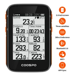 自転車コンピューターCOOSPO BC200ワイヤレス自転車コンピューターGPSスピードメーターサイクリング走行距離計26IN BLUETOOTH50 ANT APP SYNC SLOPE ALTIDES 230815