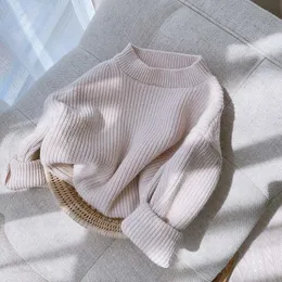풀오버 소녀 단색 니트 스웨터 아기 겨울 옷 유아 가을 가을 소녀 의상 230815