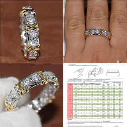 Bröllopsringar grossistproffs för evighet Diamonique CZ Simated Diamond 10kt White Yellow Gold Filled Band Cross Ring Size 5-11 DHHPJ