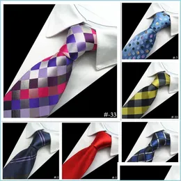 Boyun Ties Tasarımcı Erkek 38 Tasarım İpek 8cm Ekose Erkekler İçin Çizgili Resmi İşletme Partisi Gravatas 22 Q2 Damla Teslimat Moda Accessorie Dhqow