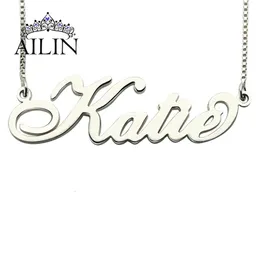 Charms Ailin Colar de aço inoxidável personalizado Nome de moda personalizado de moda 18k Prazed Silver Color Gifts Jóias 230815