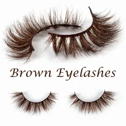 False Eyelashes Wholesale 3D Mink Color brown Cross Long Natural Fake Stage Show 20mm Brown Colored lashes 230816