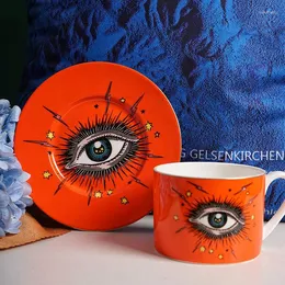 Cups Saucers Eye Becher Kaffee Set Keramikwasserbecher Europäische kreative Haushaltsgeschirr Nachmittagstee