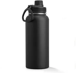 Becher isoliertes Wasserflasche 1000 ml 32 Unzen Edelstahl Doppelwand Vakuum breitem Mund Sportflasche mit Leckdosen -Spout -Deckel 230815