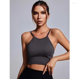 زي اليوغا سلس خزان تدريب متبكى Top Women Sexy Back Cross Hygroscopic Searning Sports Running Shockproof Fitness Bra