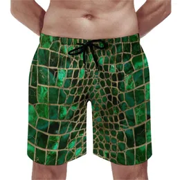 Shorts masculinos Board de impressão de animais confortáveis ​​homens praia textura falsa de crocodilo