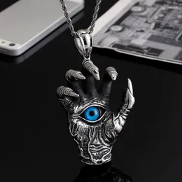 Pendant Necklaces Simple Vintage Wholesale Domineering Devil's Hand Sweater Chain Dragon Claw Blue Eyes Accessories