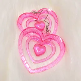 Stud Y2K Orecchini Pink Hollowout Heart Korean Fashion Kawaii Aesthetic Harajuku Amore fai da te per le donne Gioielli 2000 230816