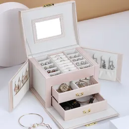 Kosmetiska väskor Portable Earring Rack Display European Style Storage Smyckeslåda Organiser Kosmetiska väskans läppstift örhängen Makeup Box 230815