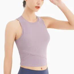 yoga sports tank top with chest cushion summer breathable and shockproof running top for women beautiful back quick drying fitness suit sleeveless t shirt