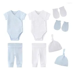Комплекты одежды Kiddiezoom 8pcs/Mot Baby Boy Girl Born Cotton Unisex Math Bodysuit Gifts