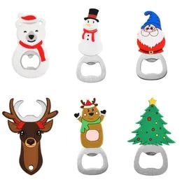 UPS Portable Christmas Bottle Opener Stainless Steel Snowman Xmas Tree Bear Santa Shaped Xmas Gift Kitchen Tool 8.16