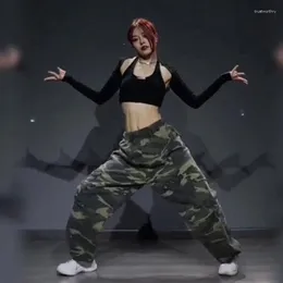 Calça de camuflagem de camuflagem dançando dança coreana de grande tamanho de hip-hop jogging de vegetais casuais casuais para homens mulheres