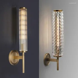 Wall Lamps Bar Salon Retro Brass Light Vintage Copper Lamp Luxury Living Room Glass Sconce Bathroom Mirror 220-240V