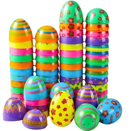 Dekompression Spielzeug 36pcs bedruckte leere Stuffers Füllbare Ostereier Plastik Eier Bulks Ostern Korbfüllung Party bevorzugt Klassenzimmerpreiszubehör 230816