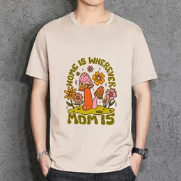 Herr t -skjortor hem är varhelst mamma svamp blommor män tshirts bomull hajuku tee casual mjuka toppar mode lös