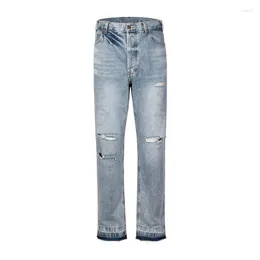 Jeans masculinos 2023 Moda Calça angustiada Homens de atacado lavados fazem velhas calças de jeans azuis