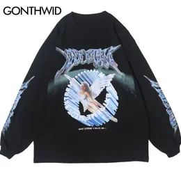 Мужские футболки Gonthwid Creative 3D Angel Print с длинными рукавами