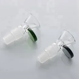 Buntes Glas Rauchen 14mm 18mm männliche Doppelgelenk Trockenkraut Tabakfilter Anti -Schlupf -Runde Griff Schüssel Ölplatte Wasserpfahl Bong Downstamm Zigarettenhalter DHL