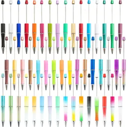 Ballpoint Pens 100pcs Bead Pen Wholesale Creative Beaded Pen Perboint Pen Pertable Beadable Pen Diy Gift for Student Office Supplies 230815