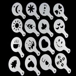 16 pezzi/set di caffettiere cassa cupcake modello stencil stampo barista strumenti rjtou