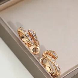 Lyxörhängen Charm Toppkvalitet S925 Sterling Silver Brand Designer Full Crystal Snake Shape Charm Stud Earrings for Women Jewelry Party Gift